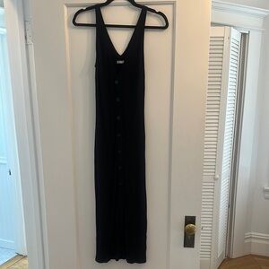 Black Reformation ribbed button down dress